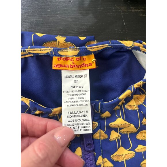 Agua Bendita x Tropic of C Boys Mushroom Swim Rash Guard Blue Size 9-12 Months - Picture 5 of 5